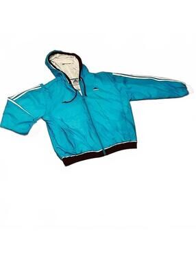 Adidas 90's Vintage Drop Shoulder Jacket Aqua Black Mountain Logo 3 stripe XL